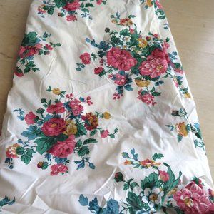 Vintage Thomaston Cal King Fitted Sheet White Floral No Iron USA Made Deadstock